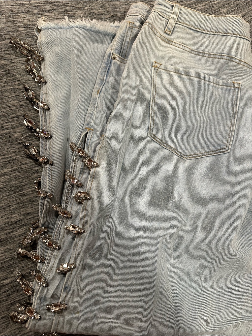 AKIRA Light Blue Flare Jeans with Side Crystal Accents.WomensSize15.New w tags.